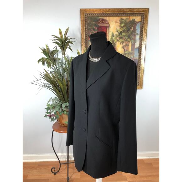 Le Suit Women Jacket Size 12 Pockets Lapel Notch Collar 3 Buttons Closure Blue - Picture 3 of 10